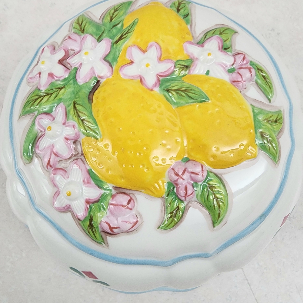 VTG Le Cordon Bleu Franklin Mint Jelly Mold 1986 Lemon Flower Cottagecore Decor